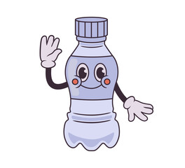 Cute cartoon plastic bottle character waving