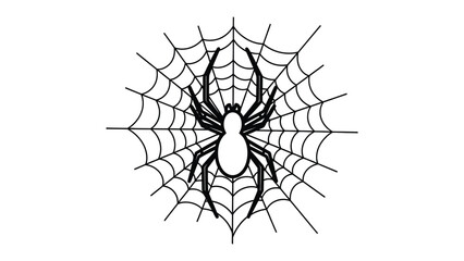 Fototapeta premium Spider in Its Web: A detailed, artistically crafted representation of a spider sitting prominently in the center of its intricate web, with focus on the eight-legged insect.