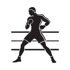 Boxer Throwing Punch In Boxing Ring Silhouette