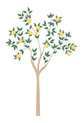 Indian Tropical Tree and Decorative Botanical Vector Illustration in Pichwai and Mughal Folk Art Style