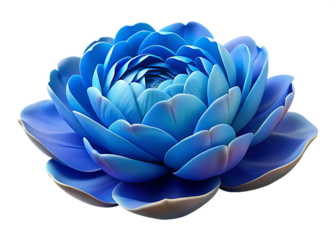Beautiful Blue Lotus Flower Blossom Close Up on transparent background