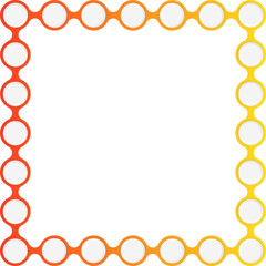 Circles aligned in a modular square frame with gradient outlines forming a geometric border shape.