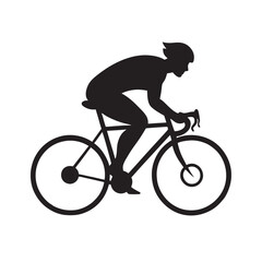 Cyclist Racing On Road Bike Silhouette
