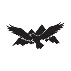 Eagle Soaring Above Mountain Range Silhouette