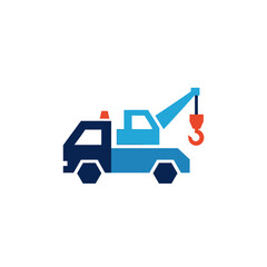 Obraz premium Illustration of a tow truck with a crane and hook for roadside assistance.