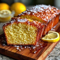 Glazed Lemon Loaf Cake with Sugar Topping