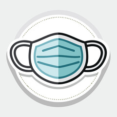 A detailed illustration of a medical face mask, designed for protection against airborne particles and viruses.