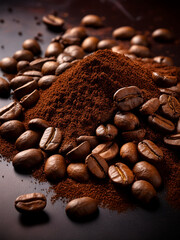 Coffee pile with roasted beans and texture