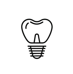 Dental implant outline vector icon for medical and dental use