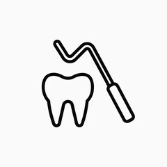 Outline dental instrument icon on white background