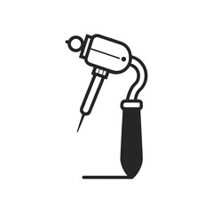 Dental explorer drill and probe outline icon set