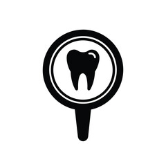 Dental mirror silhouette icon for medical and dental use