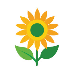Sunflower Icon with Eco Leaf Base Design