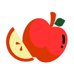 Red apple and slice isolated on white background