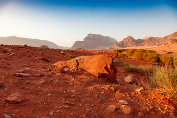 Desert landscape in the Wadi Rum of Jordan