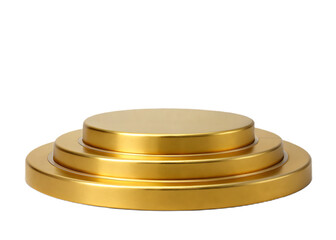 Golden pedestal podium for product presentation luxury showcase platform award ceremony stage blank exhibit display mockup elegant design studio shot isolated