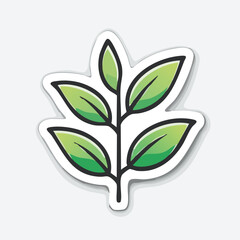 A vibrant illustration of a green leafy plant with multiple leaves and a dark stem.