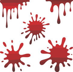 Blood Splatter and Drip Vector Set – Realistic Red Drops and Splat Effects for Halloween, Horror Design, or Grunge Graphics