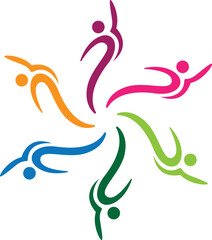 Fototapeta premium Colorful People Circle Teamwork Logo Design Vector Icon Template