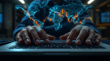 Futuristic Work Environment: Real-Time Global Trade and Stock Data Visualization