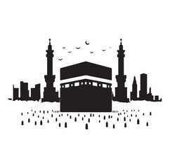 Obraz premium Minimal Kaaba Logo Design – Modern Islamic Vector Art