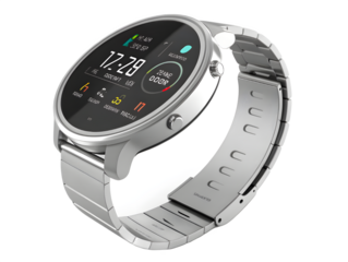 Modern smartwatch with digital display and metal band