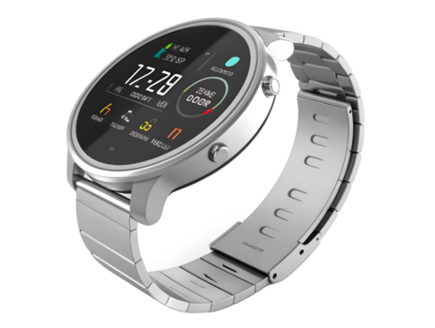 Modern smartwatch with digital display and metal band