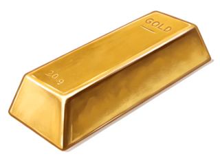A single shiny gold bar on a black background