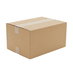 Brown cardboard shipping box isolated for packaging and delivery transparent background
