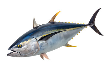Isolated Yellowfin Tuna Fish on Black Background Ready for Seafood Preparation and Culinary Presentation Excellent Quality and Detail Showcase the Texture