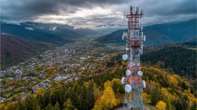 autumn mountain valley cell tower