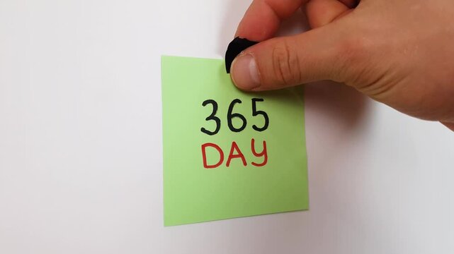 365 days text, word note, inscription on paper. 365 days, concept.