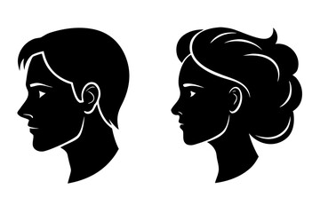 Man and woman silhouette vector illustration profile design