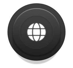 Globe Icon on Dark Circular Button