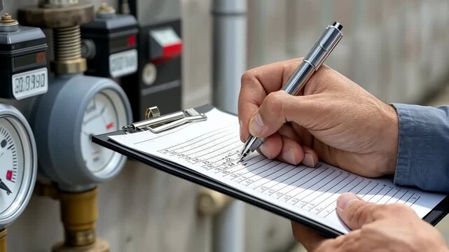 Monitoring water usage through meter readings and recording data at a facility
