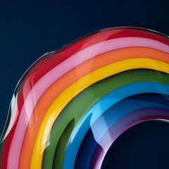 Obraz premium The abstract design features a full-spectrum rainbow glass gradient on a black background, showcasing vibrant hues and enhancing light refraction and depth.
