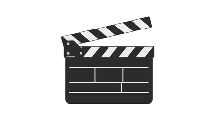Isolated film slate with black and white stripes for cinema production or video editing process signaling scene initiation during shoots