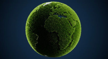 A conceptual depiction of Earth, constructed from lush green grass, showcasing environmental focus.