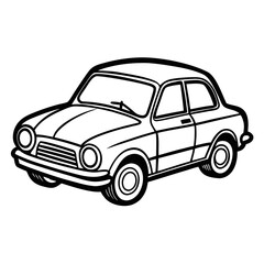Classic black and white vintage car illustration capturing timeless automotive style and retro road trip adventures, perfect for nostalgic projects and automotive enthusiasts