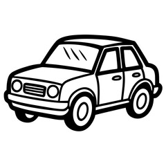 Chic black outline of a classic sedan car, perfect for automotive themes, transportation, and design projects seeking a clean, modern, and stylish aesthetic that pops.