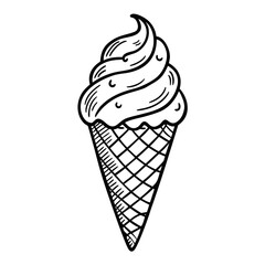 Deliciously refreshing soft serve ice cream cone in a classic waffle cone, perfect for summer treats, dessert menus, and sweet advertising campaigns.