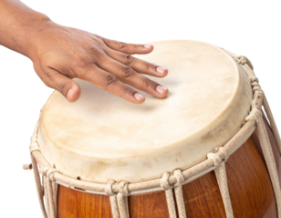  Hand Playing Tabla Drum, Traditional Indian Percussion Performance, Isolated Transparent Background PNG