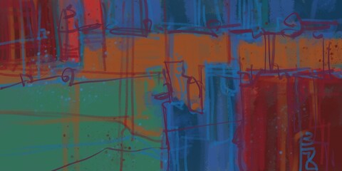 Abstract image for printing. Picture for modern interiors. The picture is painted by hand on a tablet.