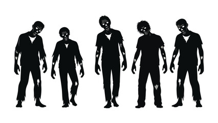 Sinister March: A horde of eerie undead creatures, in shadow silhouette form, advance with a haunting presence, conjuring fear. 