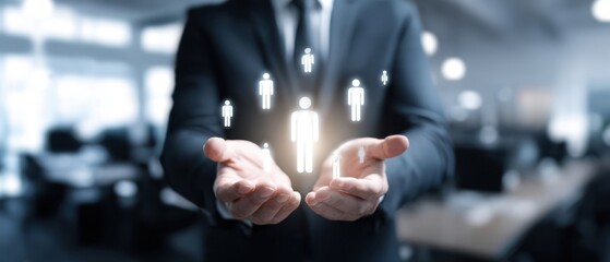 The business professional showcasing digital teamwork through innovative human connections.