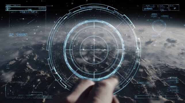 futuristic interface planet view