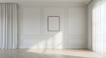 Elegant Interior with Picture Frame and White Wall Paneling