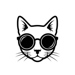 Stylish Cat with Round Sunglasses Illustration