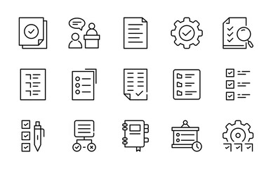 ask Management Linear Icon Set. To-Do, Checklist, Planner, Calendar, Workflow, Project, Reminder, Deadline, Productivity, Schedule, Note. Thin Line Vector Pack.