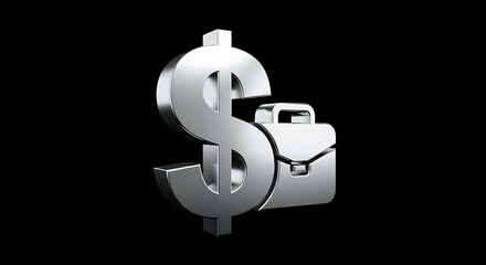 Financial business investment concept dollar sign and briefcase icon for wealth management success